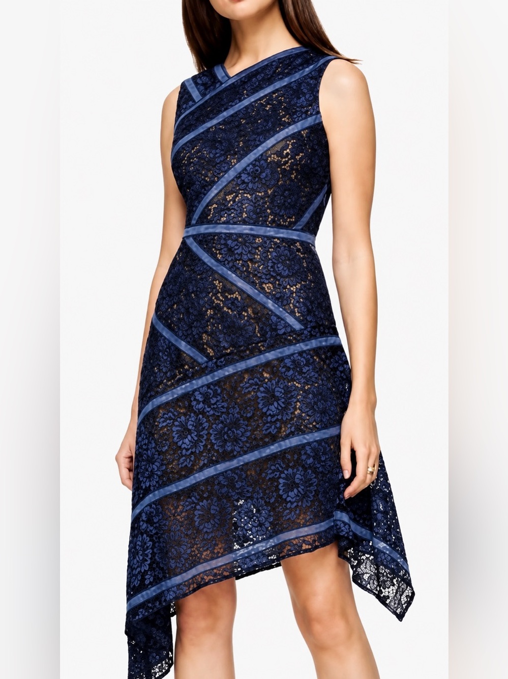 BCBG Max Azria Women’s Navy Blue Lace Mary Ann Dress, Size 0